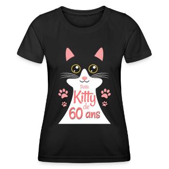 Femme De 60 Ans Adore Chats 60ème Anniversaire - T-shirt sport Femme - noir - Devant - AI Model Female 172 light (172cm)