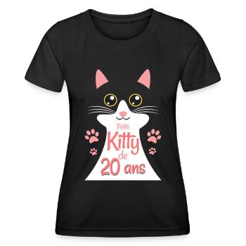 Femme De 20 Ans Chat 20ème Anniversaire Femme - T-shirt sport Femme - noir - Devant - AI Model Female 172 light (172cm)