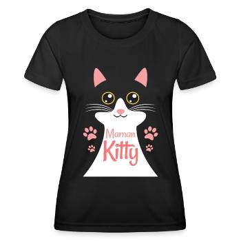 Maman Kitty Mère Qui Adore Les Chats - T-shirt sport Femme - noir - Devant - AI Model Female 172 light (172cm)