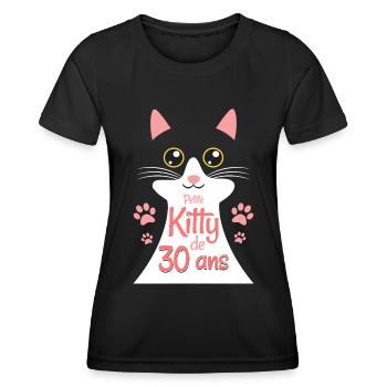 Femme De 30 Ans Adore Chats 30ème Anniversaire - T-shirt sport Femme - noir - Devant - AI Model Female 172 light (172cm)
