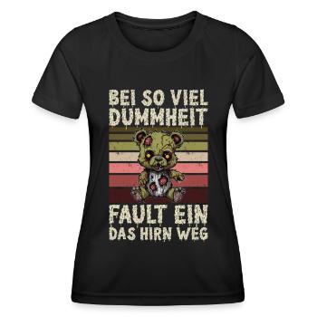 Zombie Teddy Halloween Horror Monster - Frauen Funktions-T-Shirt - Schwarz - Vorne - AI Model Female 172 light (172cm)
