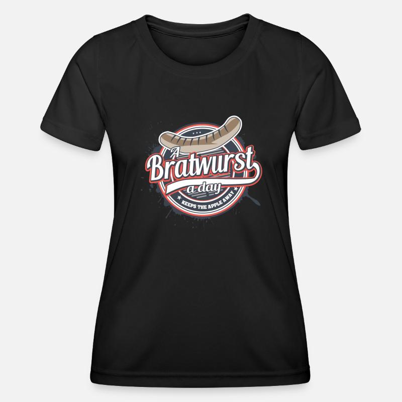 A Bratwurst a day keeps the apple away - Women's Functional T-Shirt - black
