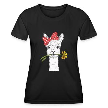 Alapaka sucré à la fleur - T-shirt sport Femme - noir - Devant - AI Model Female 172 light (172cm)
