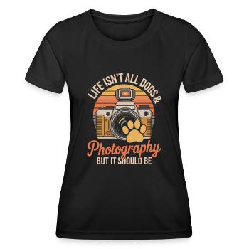Hunde & Fotografie Fotograf Fotografieren - Frauen Funktions-T-Shirt - Schwarz - Vorne - AI Model Female 172 light (172cm)