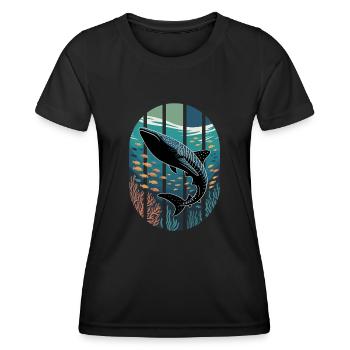 Requin baleine Requin Créatures de la mer Mer - T-shirt sport Femme - noir - Devant - AI Model Female 172 light (172cm)
