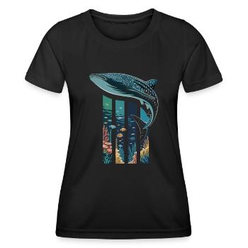 baleine requin créatures marines requin mer océan - T-shirt sport Femme - noir - Devant - AI Model Female 172 light (172cm)