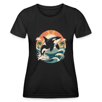 Vintage Orca Créatures de la mer Baleine de mer Orque - T-shirt sport Femme - noir - Devant - AI Model Female 172 light (172cm)