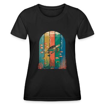 Wasserschildkröte Meeresbewohner Schildkröte - Frauen Funktions-T-Shirt - Schwarz - Vorne - AI Model Female 172 light (172cm)