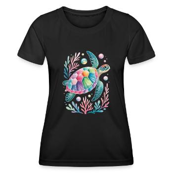 Wasserschildkröte Meeresbewohner Schildkröte - Frauen Funktions-T-Shirt - Schwarz - Vorne - AI Model Female 172 light (172cm)