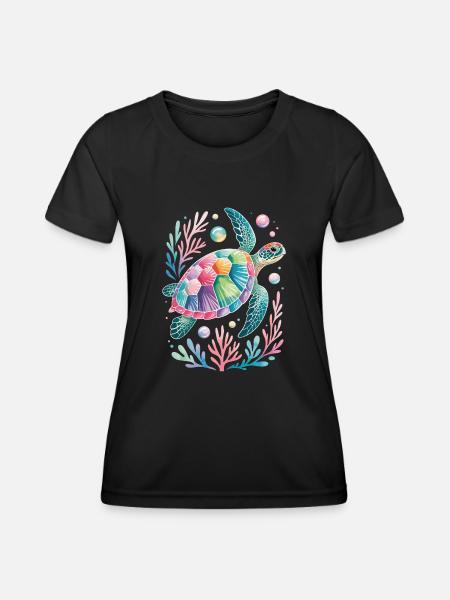 tortue aquatique créatures marines tortue - T-shirt sport Femme - noir