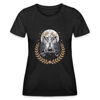 Owl Bird Moon Nature - Women's Functional T-Shirt - black - Front - AI Model Female 172 light (172cm)