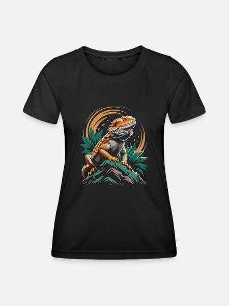 Bartagame Reptil Echse - Funktionsshirt til damer - sort