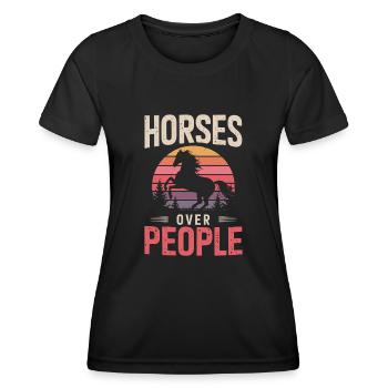 Chevaux sur les gens Cheval Cheval Dictons Cavalier - T-shirt sport Femme - noir - Devant - AI Model Female 172 light (172cm)