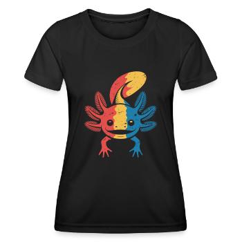 Axolotl coloré - T-shirt sport Femme - noir - Devant - AI Model Female 172 light (172cm)