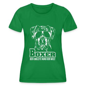 BOXER coolster Hund Wilsigns Hunde Spruch - Frauen Funktions-T-Shirt - Kelly Green - Vorne - AI Model Female 172 dark (172cm)