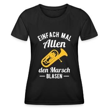 Euphonium Orchester Horn Musiker Blasmusik - Frauen Funktions-T-Shirt - Schwarz - Vorne - AI Model Female 172 light (172cm)