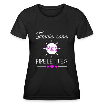 Jamais sans mes pipelettes cadeau provoque copine - T-shirt sport Femme - noir - Devant - AI Model Female 172 light (172cm)