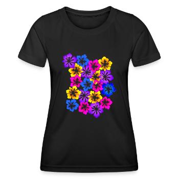 Tapis de fleurs - T-shirt sport Femme - noir - Devant - AI Model Female 172 light (172cm)
