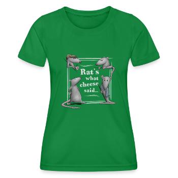 Rats What Cheese Said! Lustiger Ratten Dad Joke - Frauen Funktions-T-Shirt - Kelly Green - Vorne - AI Model Female 172 dark (172cm)