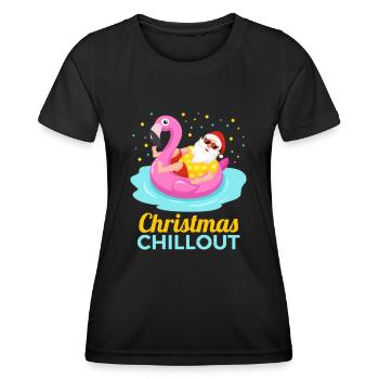 Produit design Christmas Flamingo Chillout - T-shirt sport Femme - noir - Devant - AI Model Female 172 light (172cm)