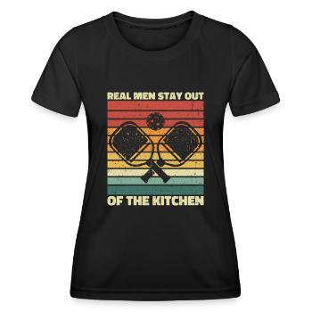 Pickleball - Real Men Stay Out Of The Kitchen - Women's Functional T-Shirt - black - Front - AI Model Female 172 light (172cm)