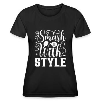 Smash de pickleball - T-shirt sport Femme - noir - Devant - AI Model Female 172 light (172cm)