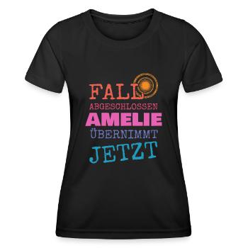 Amelie - Frauen Funktions-T-Shirt - Schwarz - Vorne - AI Model Female 172 light (172cm)