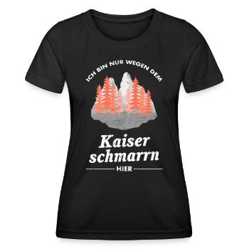 Bin Nur Wegen Dem Kaiserschmarrn Hier - Wandern - Frauen Funktions-T-Shirt - Schwarz - Vorne - AI Model Female 172 light (172cm)