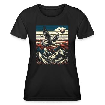 Fauconnerie Vintage rétro - Idées cadeaux volantes - T-shirt sport Femme - noir - Devant - AI Model Female 172 light (172cm)
