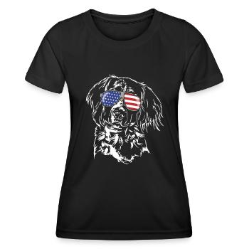 Kleiner Münsterländer Amérique Flag Dogs Wilsigns - T-shirt sport Femme - noir - Devant - AI Model Female 172 light (172cm)