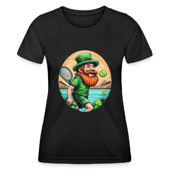 Saint-Patrick Shamrock Tennis - T-shirt sport Femme - noir - Devant - AI Model Female 172 light (172cm)