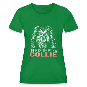 COLLIE life is better - Frauen Funktions-T-Shirt - Kelly Green - Vorne - AI Model Female 172 dark (172cm)
