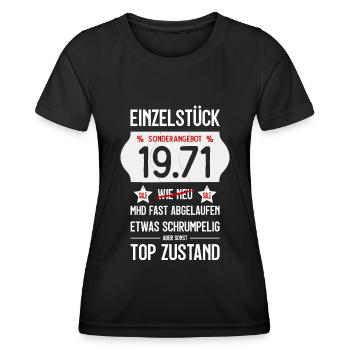 55. GEBURTSTAG 1971 EINZELSTÜCK PREISSCHILD - Frauen Funktions-T-Shirt - Schwarz - Vorne - AI Model Female 172 light (172cm)