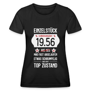 70. GEBURTSTAG 1956 EINZELSTÜCK PREISSCHILD - Frauen Funktions-T-Shirt - Schwarz - Vorne - AI Model Female 172 light (172cm)