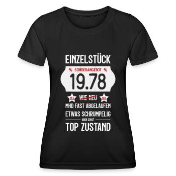 48. GEBURTSTAG 1978 EINZELSTÜCK PREISSCHILD - Frauen Funktions-T-Shirt - Schwarz - Vorne - AI Model Female 172 light (172cm)