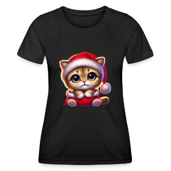 Kätzchen Weihnachten - Frauen Funktions-T-Shirt - Schwarz - Vorne - AI Model Female 172 light (172cm)