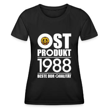 OSTPRODUKT 1988 DDR OSSI 38. GEBURTSTAG - Frauen Funktions-T-Shirt - Schwarz - Vorne - AI Model Female 172 light (172cm)