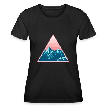 Gebirge Berge Schneebedeckt im Dreieck - Frauen Funktions-T-Shirt - Schwarz - Vorne - AI Model Female 172 light (172cm)