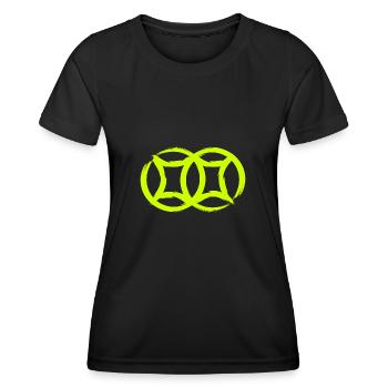 Chinese symbol double coin luck - Women's Functional T-Shirt - black - Front - AI Model Female 172 light (172cm)