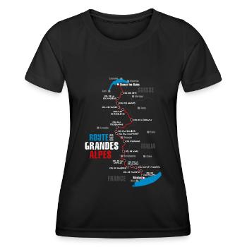 The route of the Route des Grandes Alpes (b) - Women's Functional T-Shirt - black - Front - AI Model Female 172 light (172cm)