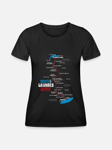 Le parcours de la Route des Grandes Alpes (b) - T-shirt sport Femme - noir