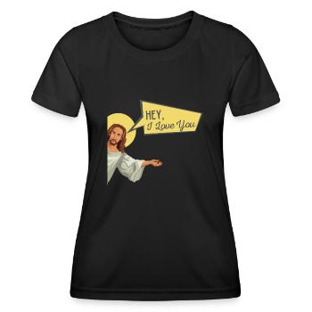 Jesus liebt dich lustiger Spruch Geschenk - Frauen Funktions-T-Shirt - Schwarz - Vorne - AI Model Female 172 light (172cm)