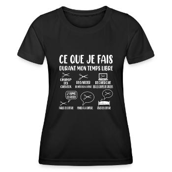 T-shirt coiffure homme & femme humoristique - T-shirt sport Femme - noir - Devant - AI Model Female 172 light (172cm)