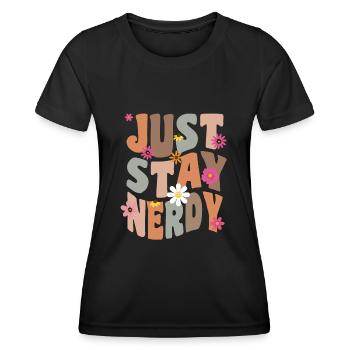 Restez nerdy - T-shirt sport Femme - noir - Devant - AI Model Female 172 light (172cm)