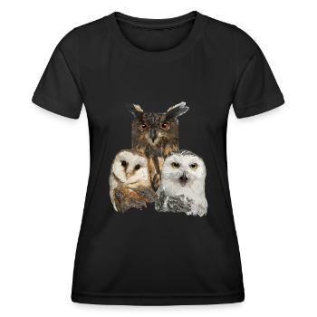 Eulen - Frauen Funktions-T-Shirt - Schwarz - Vorne - AI Model Female 172 light (172cm)