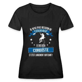 thérapie et Cordiste - T-shirt sport Femme - noir - Devant - AI Model Female 172 light (172cm)