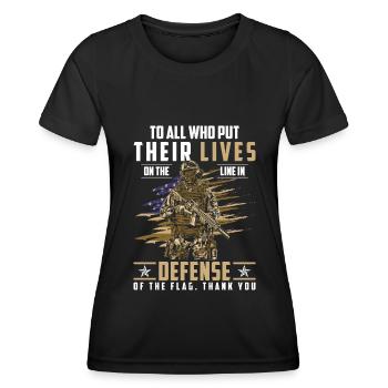 Militär Grenze Frieden Flagge - Frauen Funktions-T-Shirt - Schwarz - Vorne - AI Model Female 172 light (172cm)