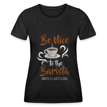 Barista portafilter latte macchiato morning grouch - T-shirt sport Femme - noir - Devant - AI Model Female 172 light (172cm)