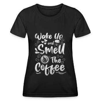 Kaffeeliebhaber Frühstück Kaffeebohne Coffeeshop - Frauen Funktions-T-Shirt - Schwarz - Vorne - AI Model Female 172 light (172cm)