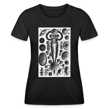 Abstrakte Natur Formen Monster Retro Illustration - Frauen Funktions-T-Shirt - Schwarz - Vorne - AI Model Female 172 light (172cm)